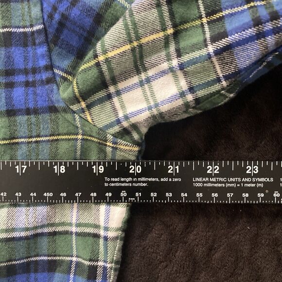 Lands End Men's Flannel Shirt Plaid Blue Green Tailored Fit Size Medium - Picture 4 of 8